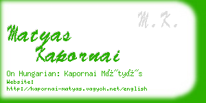 matyas kapornai business card